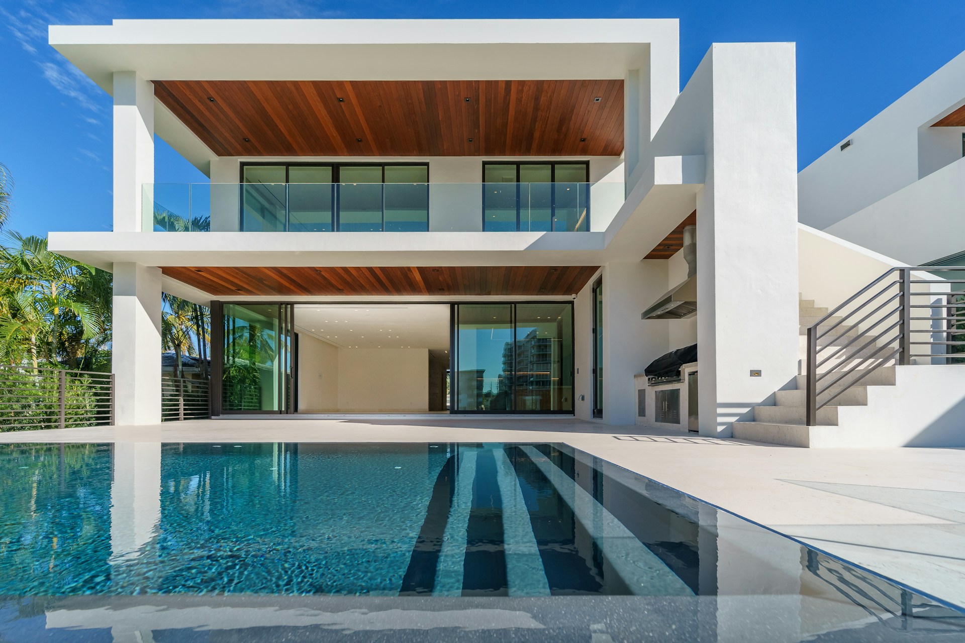 Luxury property interior at golden hour